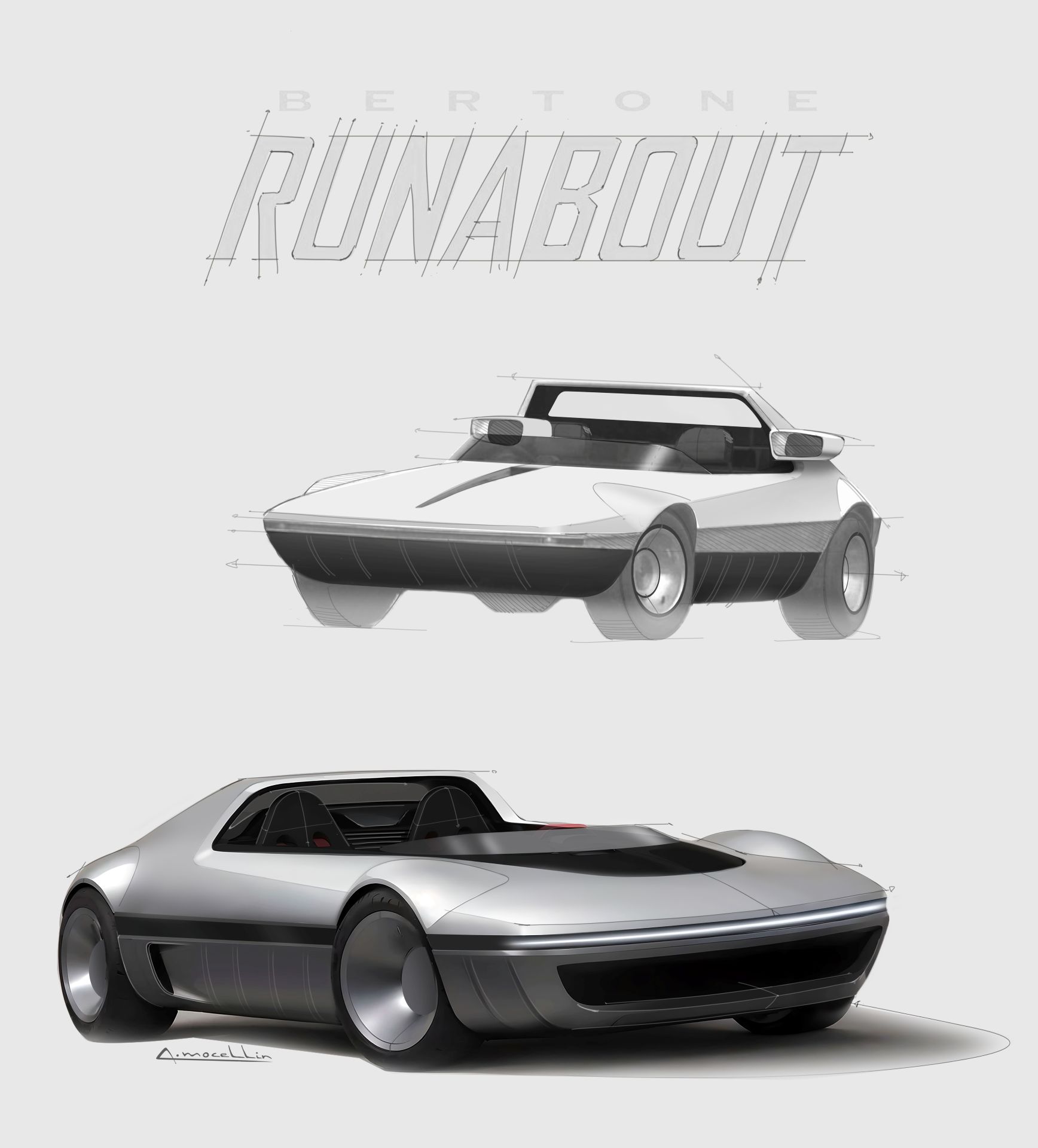 Bertone Runabout Exterior Press Sketches Andrea Mocellin 2025