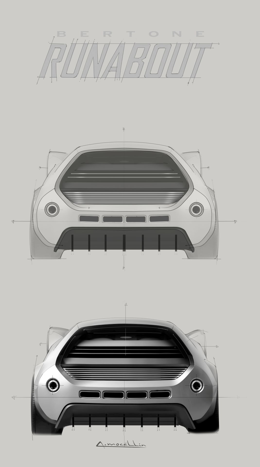 Bertone Runabout Rear View Press Sketches Andrea Mocellin 2025