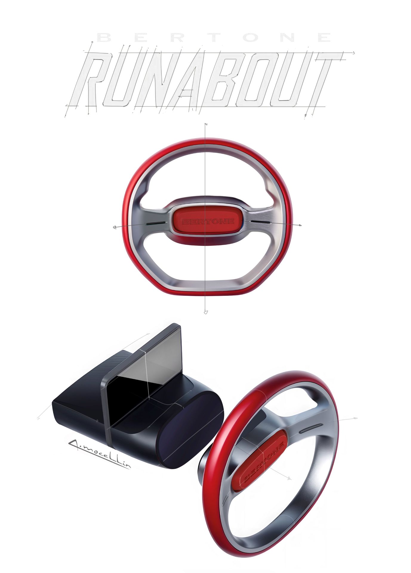 Bertone Runabout Steerign wheel Press Sketches Andrea Mocellin 2025